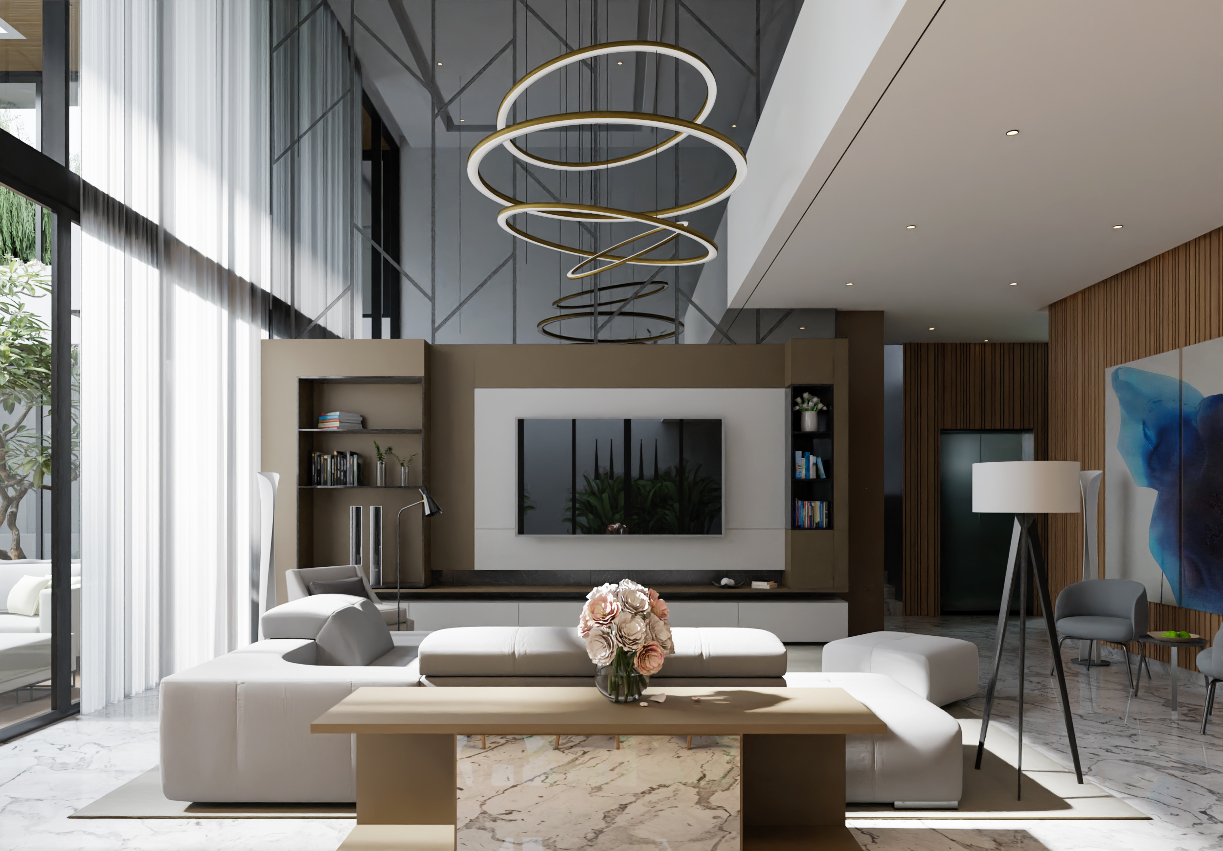 Cinematic architectural visualization background