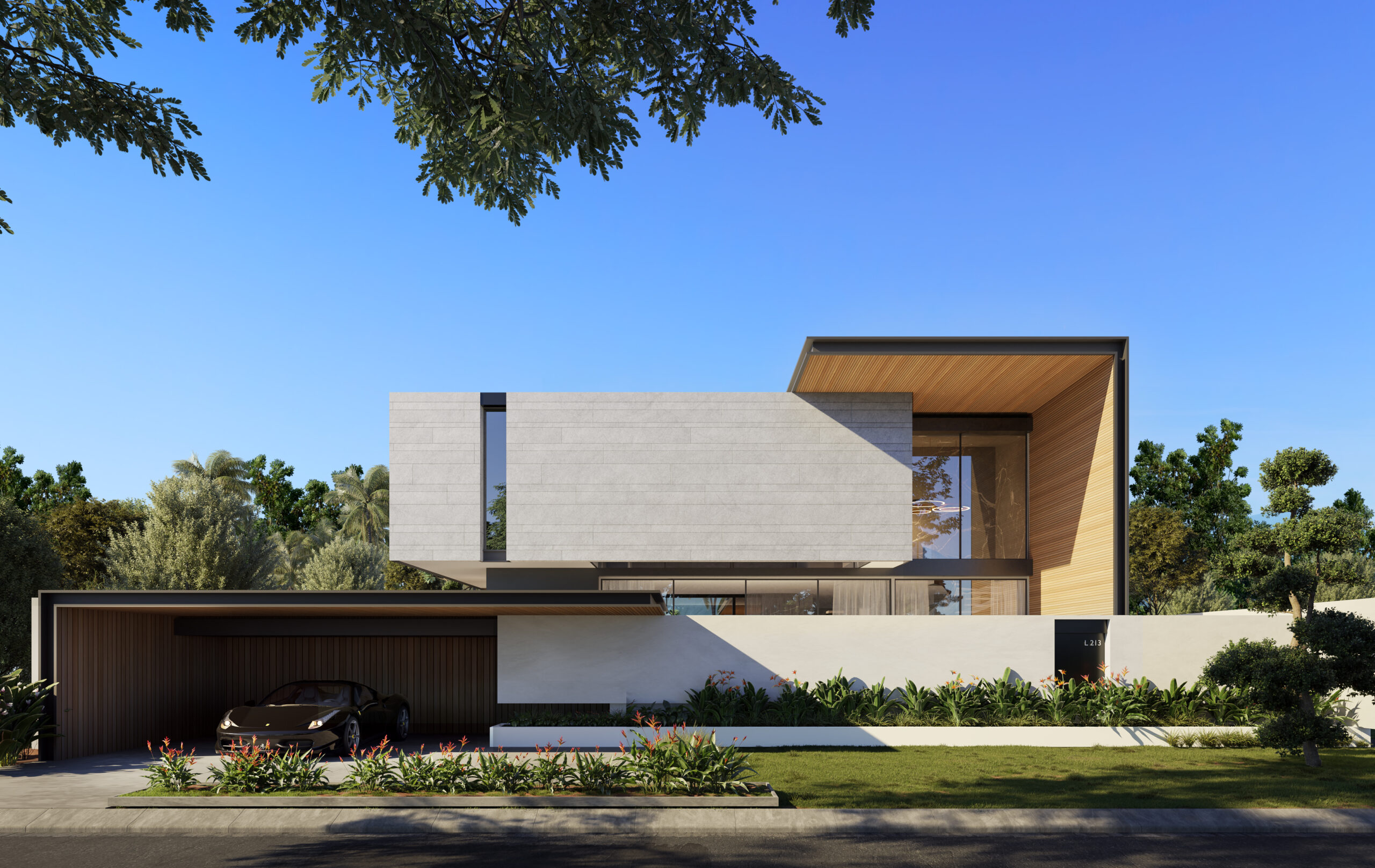 Detailed architectural visualization scene
